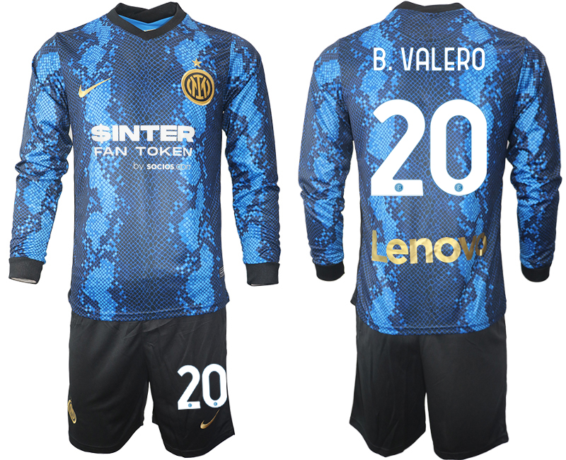 Men 2021-2022 Club Inter Milan home blue Long Sleeve #20 Soccer Jersey->inter milan jersey->Soccer Club Jersey